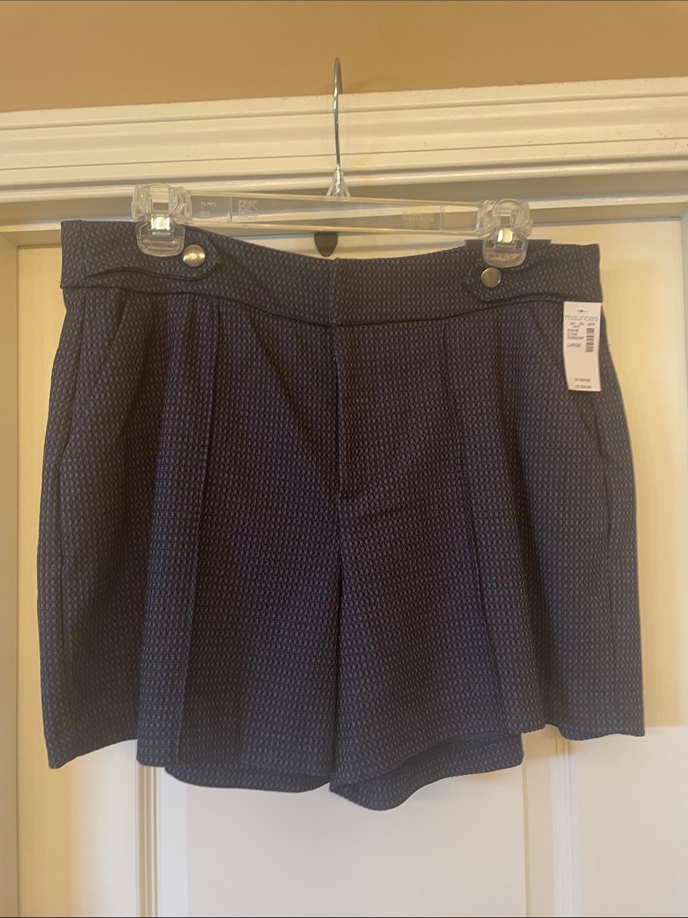 Maurices Navy Textured High-Waist Bengaline Shorts